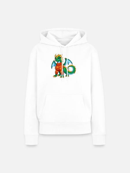 Süßes grünes Drachenmädchen im Herbstpullover - Frauen Premium Bio Hoodie - Weiß