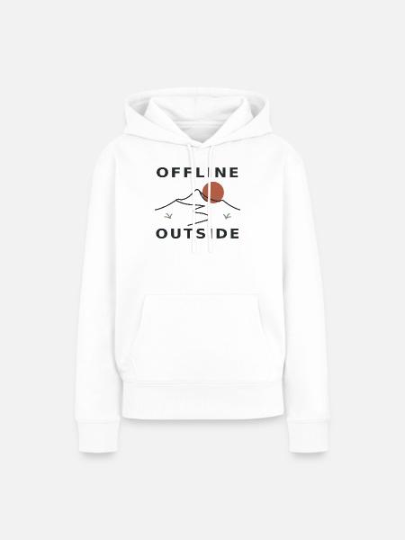 Offline Outside – Berge & Natur - Frauen Premium Bio Hoodie - Weiß