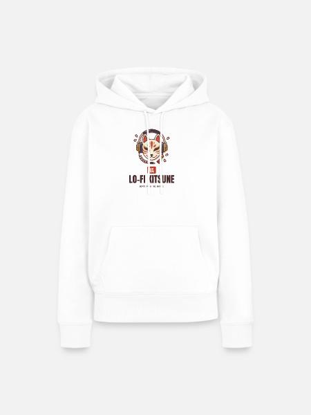 Lo-Fi Kitsune Fuchsmaske Kopfhörer Beats - Frauen Premium Bio Hoodie - Weiß
