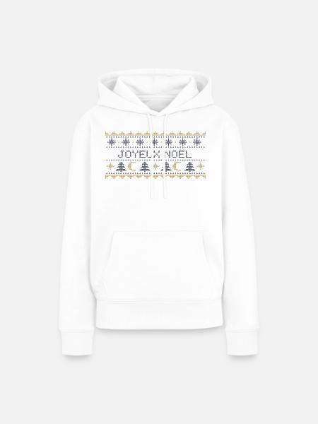 Himmlischer Weihnachtspullover – Gestrickter Mond und Sterne - Frauen Premium Bio Hoodie - Weiß