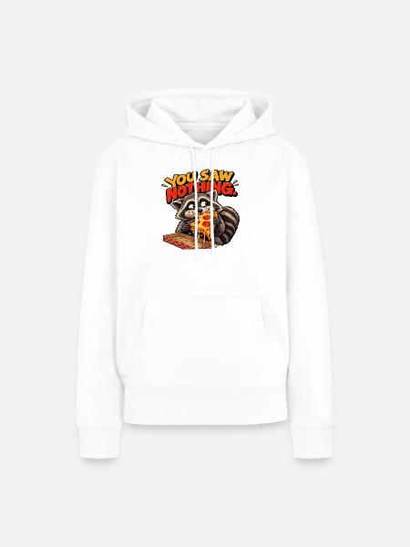 Pizza Thief Waschbär – Spaßiger Retro-Stil - Frauen Premium Bio Hoodie - Weiß