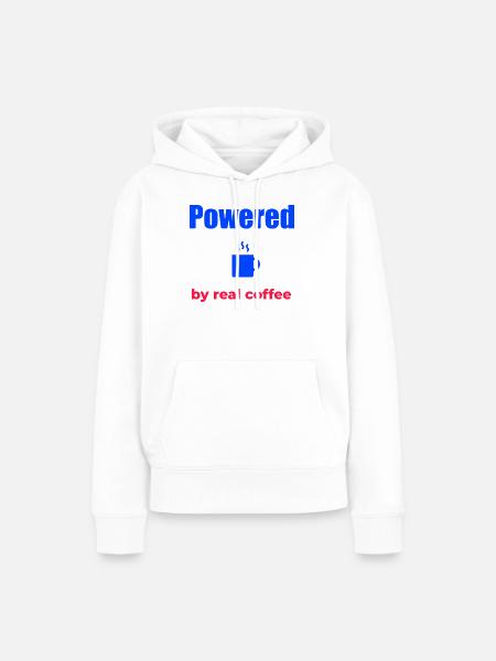 Angetrieben von echtem Kaffee - Frauen Premium Bio Hoodie - Weiß