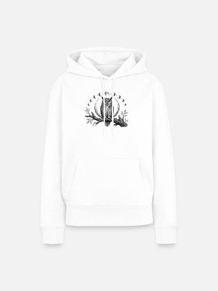Mondlicht Eulenmandala Rund - Frauen Premium Bio Hoodie - Weiß