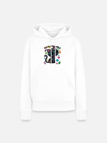 Regenbogen-Astronomen-Katzen-Humor - Frauen Premium Bio Hoodie - Weiß