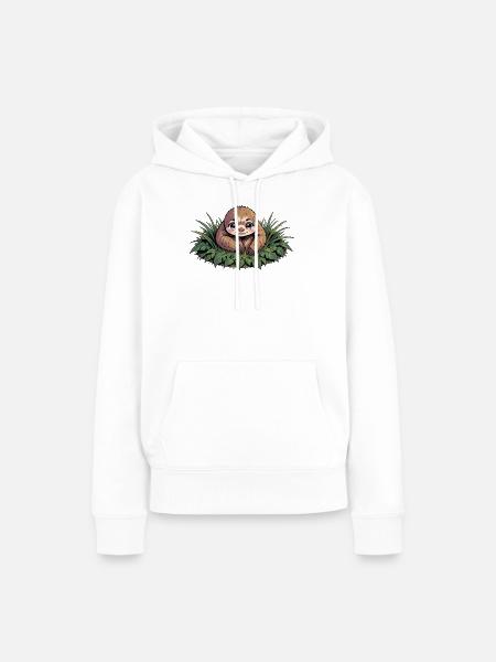 Kuschelfaultier im Blätterrausch - Frauen Premium Bio Hoodie - Weiß