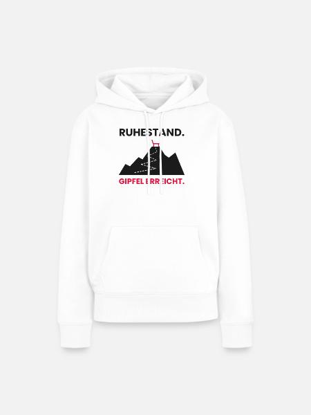 Rente am Gipfel angekommen - Frauen Premium Bio Hoodie - Weiß