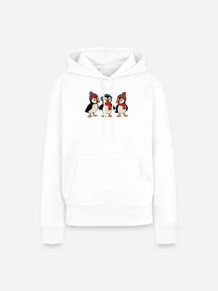 Drei Weihnachts-Papageitaucher – Weihnachten - Frauen Premium Bio Hoodie - Weiß