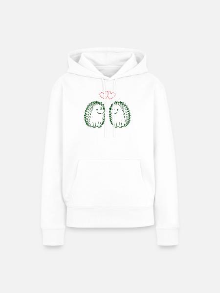 Herzchen-Igel Duo Liebesillustration - Frauen Premium Bio Hoodie - Weiß