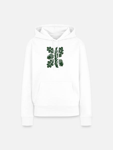 Eichenlaub Holzschnitt Grafik - Frauen Premium Bio Hoodie - Weiß
