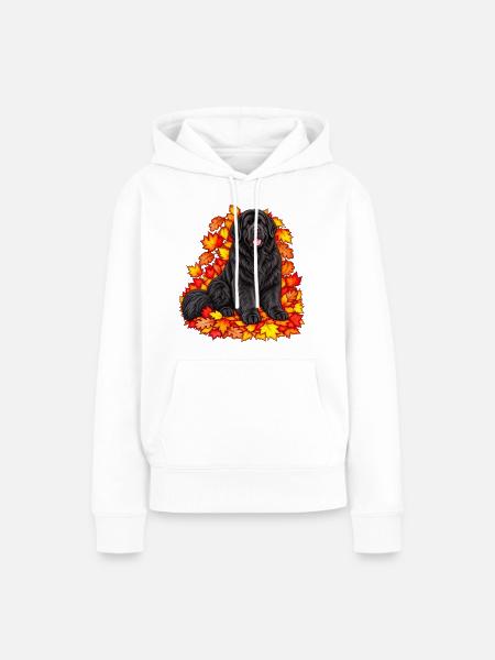 Neufundländer mit Ahornlaub - Frauen Premium Bio Hoodie - Weiß