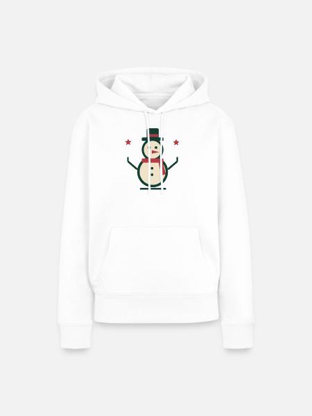 Schneemann mit Schal und Zylinder – Winter - Frauen Premium Bio Hoodie - Weiß