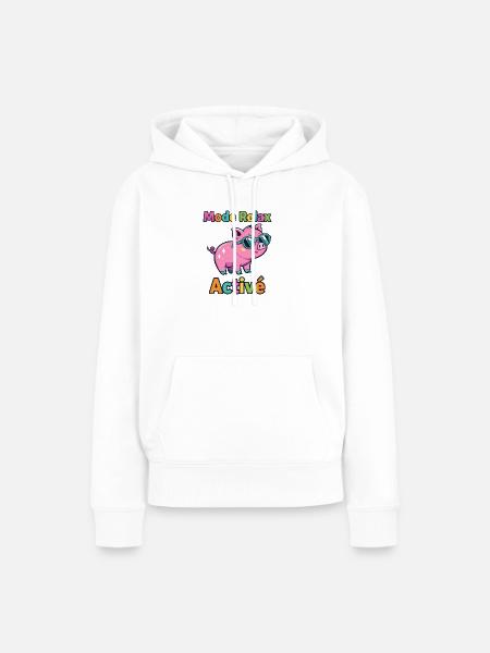 Entspannter Modus Active Funky Pig - Frauen Premium Bio Hoodie - Weiß