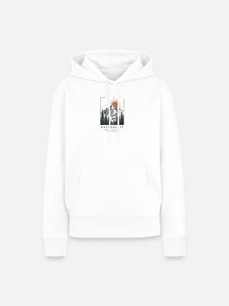 Wanderlust: Berge, Wald und Sonne - Frauen Premium Bio Hoodie - Weiß