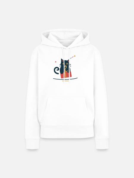 Katze klaut die Geschenkschleife – Weihnachten - Frauen Premium Bio Hoodie - Weiß
