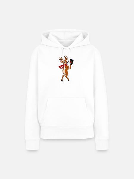 Winterhirsch mit Schal - Frauen Premium Bio Hoodie - Weiß