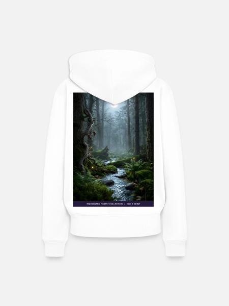 Mondnacht verzauberter Wald - Frauen Premium Bio Hoodie - Weiß
