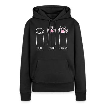 Rock Paper Scissors - Katzenpfoten - Frauen Premium Bio Hoodie - Schwarz - Vorne - Julia (174cm)