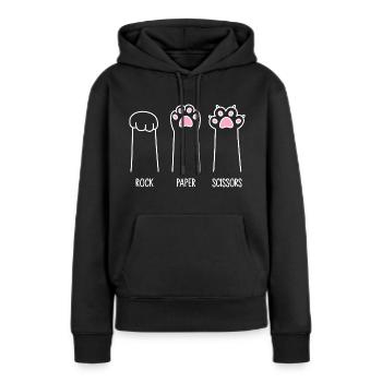 Rock Paper Scissors - Katzenpfoten - Frauen Premium Bio Hoodie - Schwarz - Vorne - Julia (174cm)