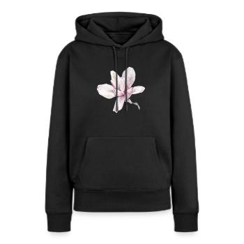 Blume - Frauen Premium Bio Hoodie - Schwarz - Vorne - Julia (174cm)