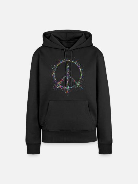 Frieden in den Farbtropfen - Frauen Premium Bio Hoodie - Schwarz