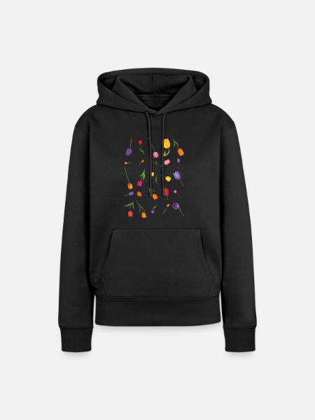 Fleur - Sweat à capuche Premium bio Femme - noir