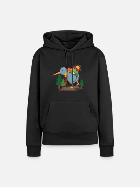Reiselustiger Kiwivogel Backpacker - Frauen Premium Bio Hoodie - Schwarz