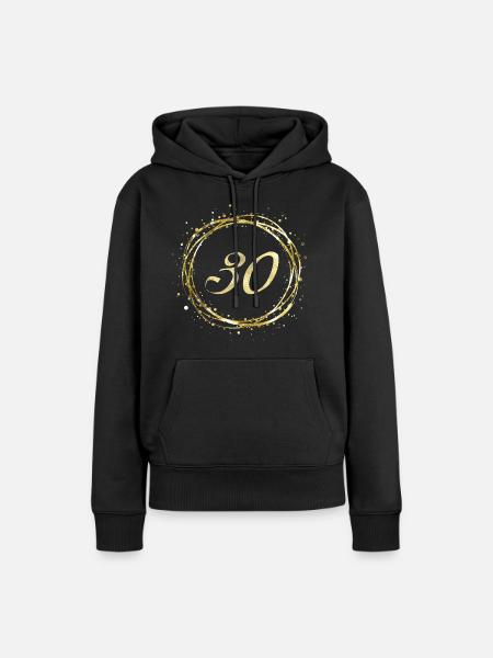 30 - Frauen Premium Bio Hoodie - Schwarz