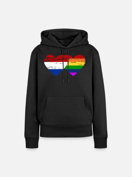 Holland Regenbogen Flagge used - Frauen Premium Bio Hoodie - Schwarz