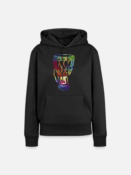 Pulsierende Djembe Trommelmusik - Frauen Premium Bio Hoodie - Schwarz