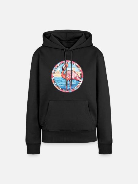 Flamingo Bunte Aquarell-Tierillustration - Frauen Premium Bio Hoodie - Schwarz