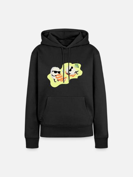 Sonnenhungriges Sushi Lachsrolle - Frauen Premium Bio Hoodie - Schwarz
