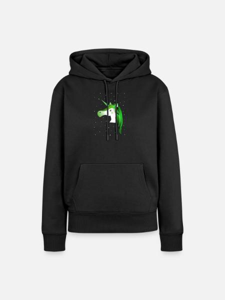 Einhorn Sternenhimmel - Frauen Premium Bio Hoodie - Schwarz