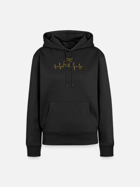 Heartbeat Elch - Frauen Premium Bio Hoodie - Schwarz