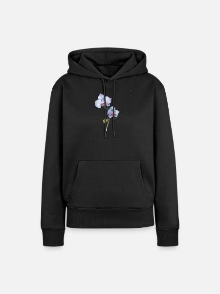 Blume - Frauen Premium Bio Hoodie - Schwarz