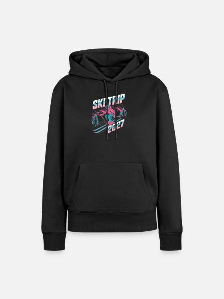 Skireise 2027 Neon Retro - Frauen Premium Bio Hoodie - Schwarz