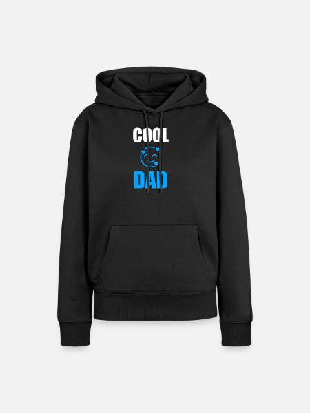 Cooles Papa-Emoji mit Herzen - Frauen Premium Bio Hoodie - Schwarz