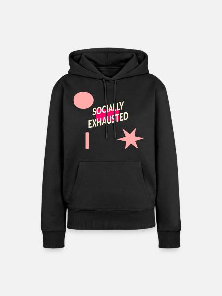 sozial erschöpft - Frauen Premium Bio Hoodie - Schwarz