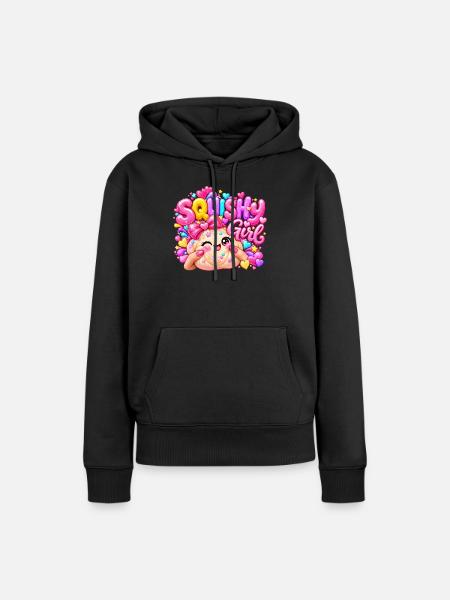 Squishy Girl Glitzerherz - Frauen Premium Bio Hoodie - Schwarz
