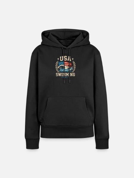 USA Swimming - Frauen Premium Bio Hoodie - Schwarz