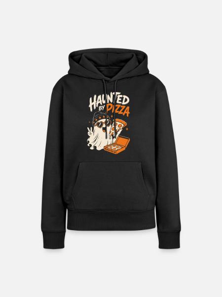 Halloween-Pizzageist – Haunted by Pizza - Frauen Premium Bio Hoodie - Schwarz