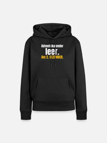 Adventskalender leer. Am 2. Dezember. - Frauen Premium Bio Hoodie - Schwarz