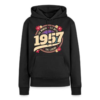1957 70 Jahre Jubiläum Vintage Woman - Frauen Premium Bio Hoodie - Schwarz - Vorne - Julia (174cm)