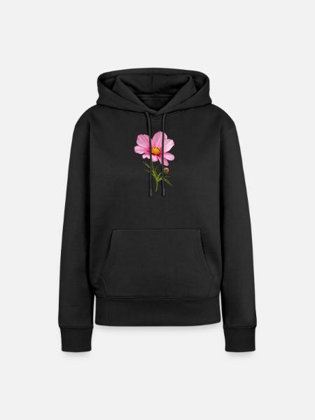 Pink Flower Nahaufnahme - Frauen Premium Bio Hoodie - Schwarz