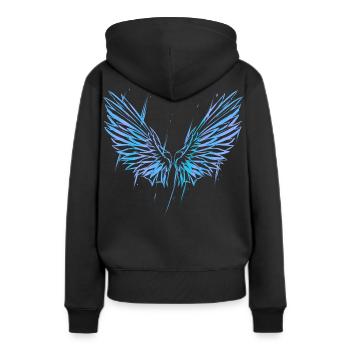 Blaue Engelsflügel Engel Kostüm - Frauen Premium Bio Hoodie - Schwarz - Hinten - Julia (174cm)