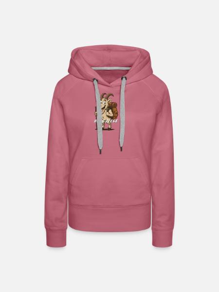 Bergziege mit Rucksack – lustiges wandershirt - Frauen Premium Bio Hoodie - Malve