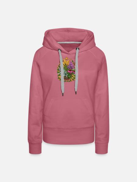 Sonnenmond Blumenkranz - Frauen Premium Bio Hoodie - Malve