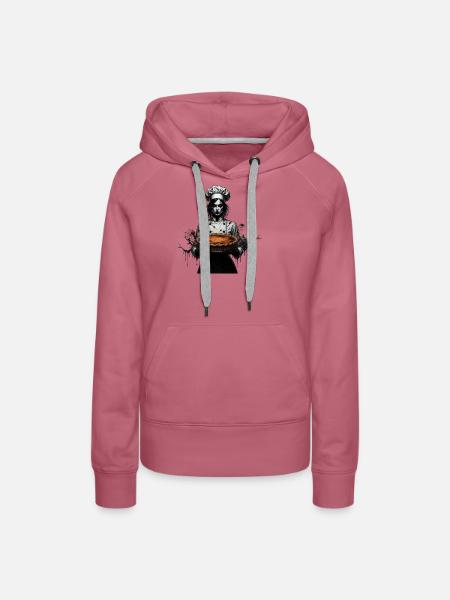 Gruselige Köchin mit Kürbiskuchen - Frauen Premium Bio Hoodie - Malve
