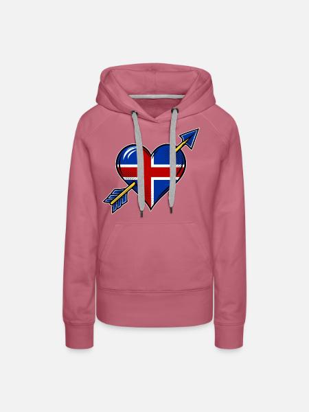 Island Flagge Herz mit Pfeil - Frauen Premium Bio Hoodie - Malve