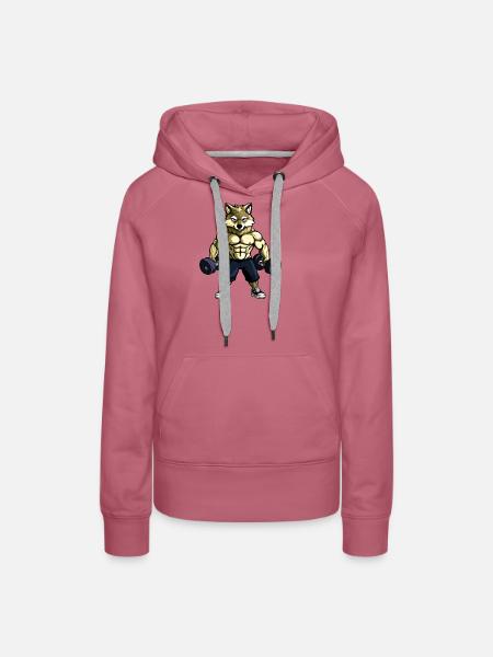 Starker Wolf / Bodybuilding - Frauen Premium Bio Hoodie - Malve