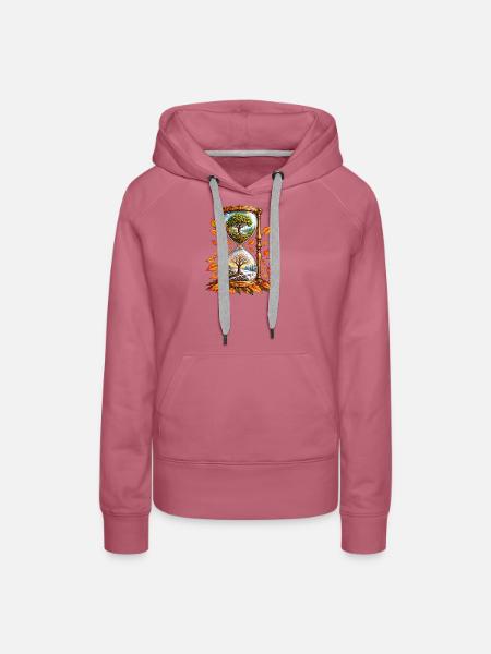 Jahreszeiten im Sanduhrrahmen - Frauen Premium Bio Hoodie - Malve